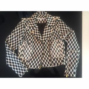 Diane Von Furstenberg Geo Print Biker Jacket